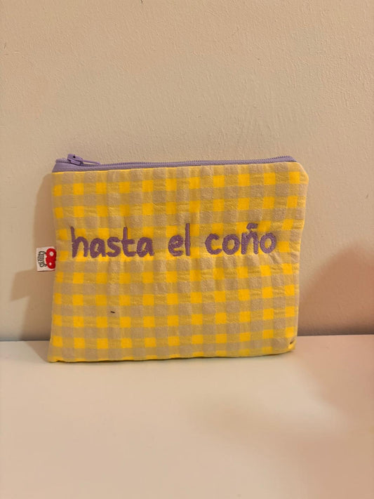 Vichy amarillo letra malva - Monedero - Hasta el coño