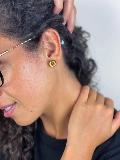 Pendientes mini girasoles