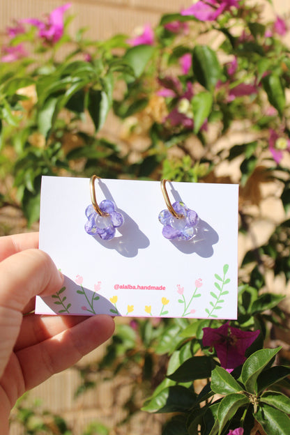 Pendientes Flor Azul Violeta
