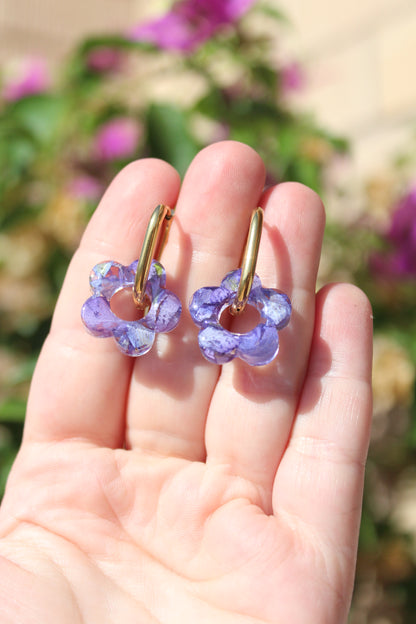 Pendientes Flor Azul Violeta