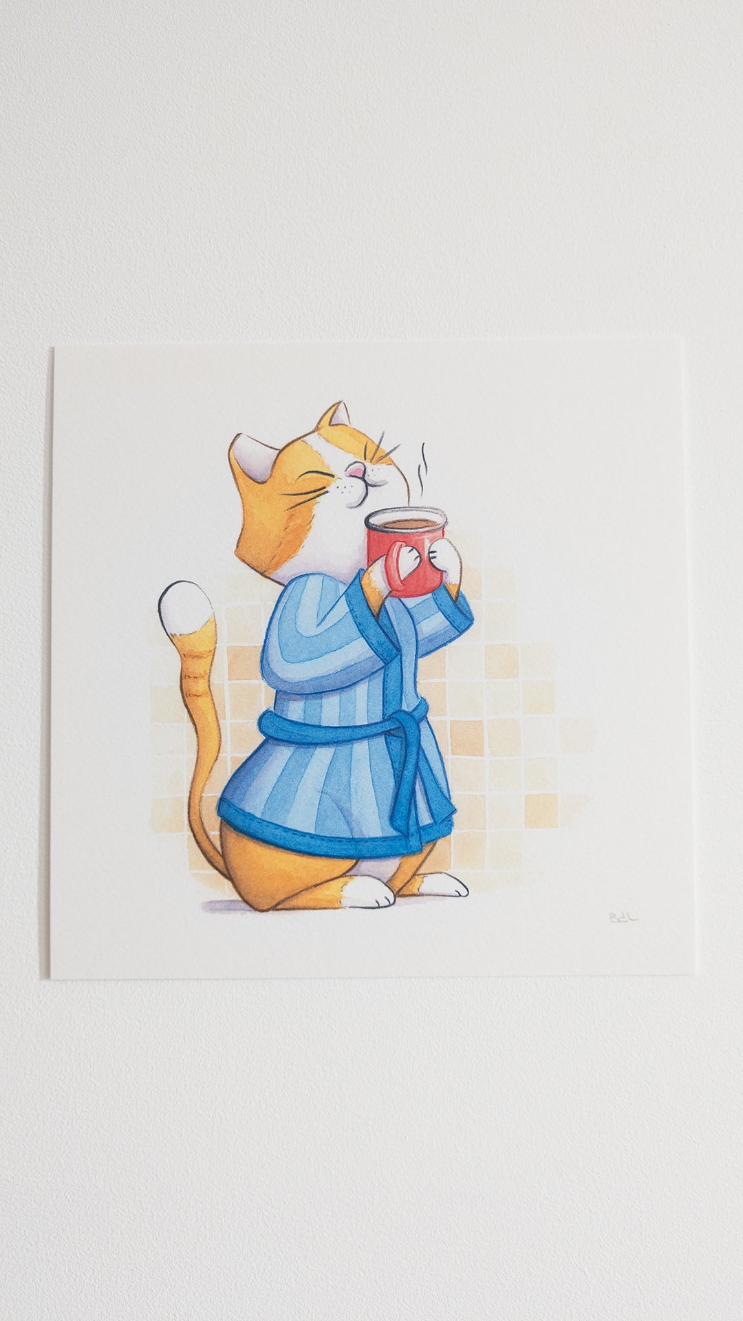Lámina cuadrada gato cafelito