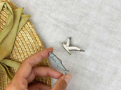 Broche pescado y gaviota
