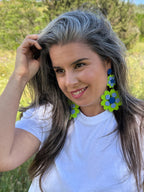 Pendiente Grovy (color lima, azul y celeste )