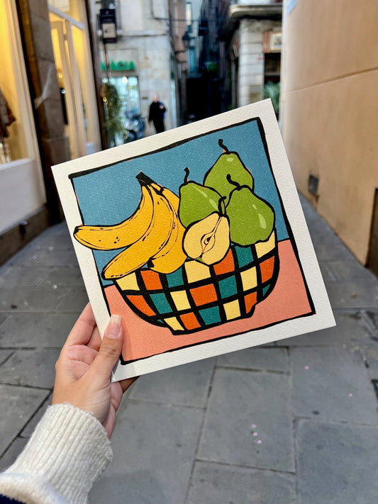 Lámina Bol de fruta-Plátano y pera