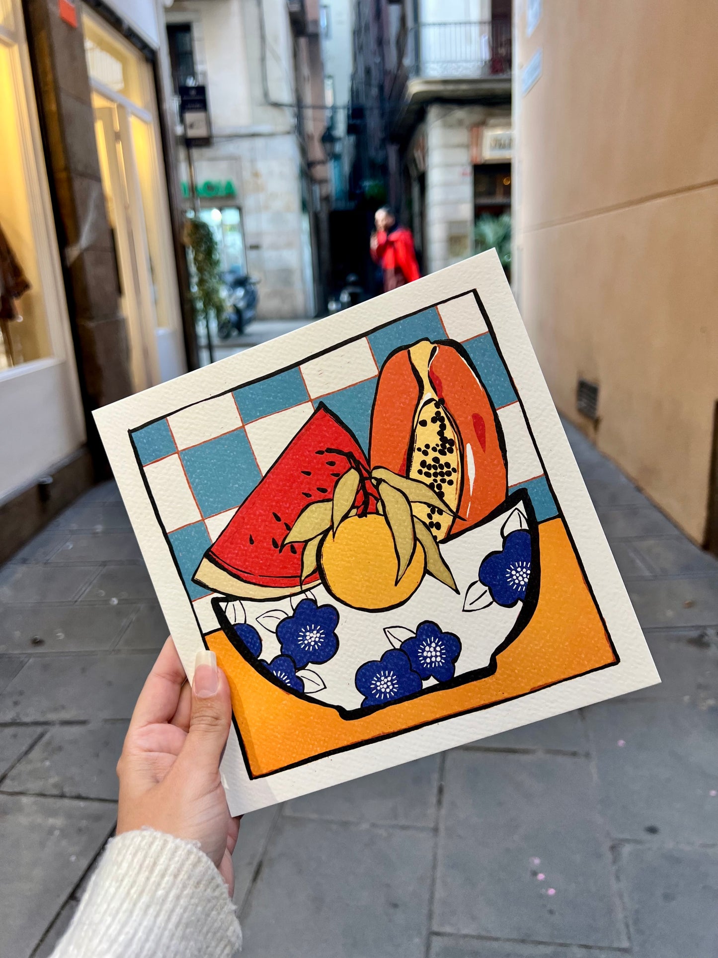 Lámina Bol de fruta- Sandia- Naranja y Papaya