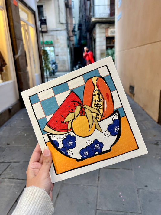 Lámina Bol de fruta- Sandia- Naranja y Papaya