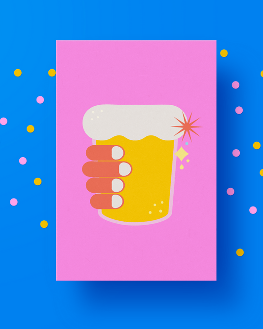 Beer in hand postcard