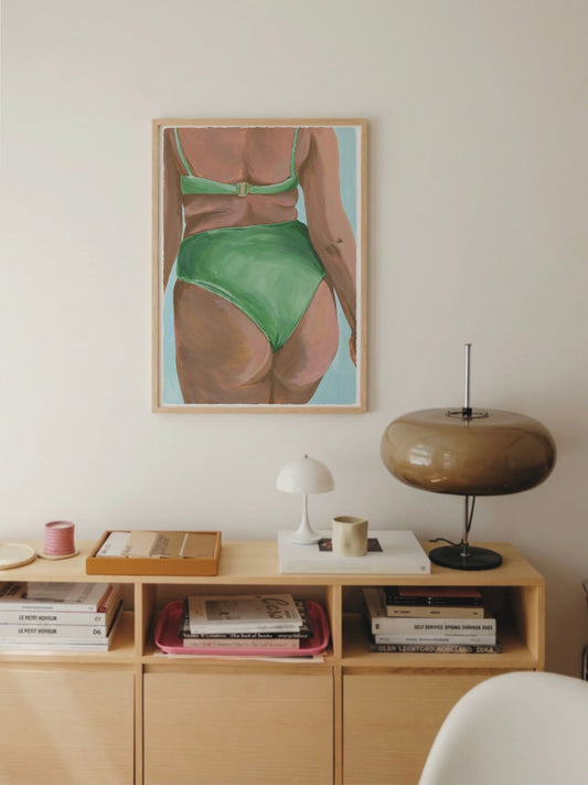 Lámina Chica bikini verde culo