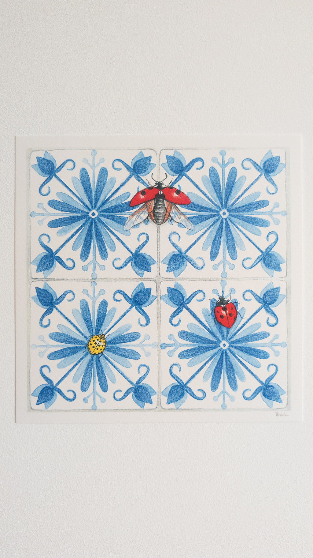 Lámina cuadrada azulejos mariquitas