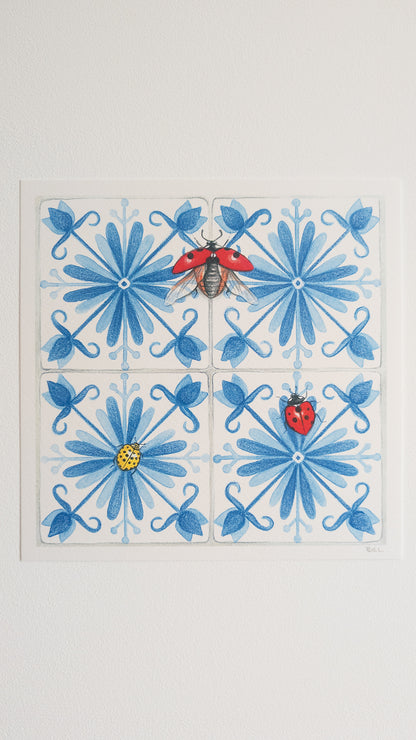 Lámina cuadrada azulejos mariquitas