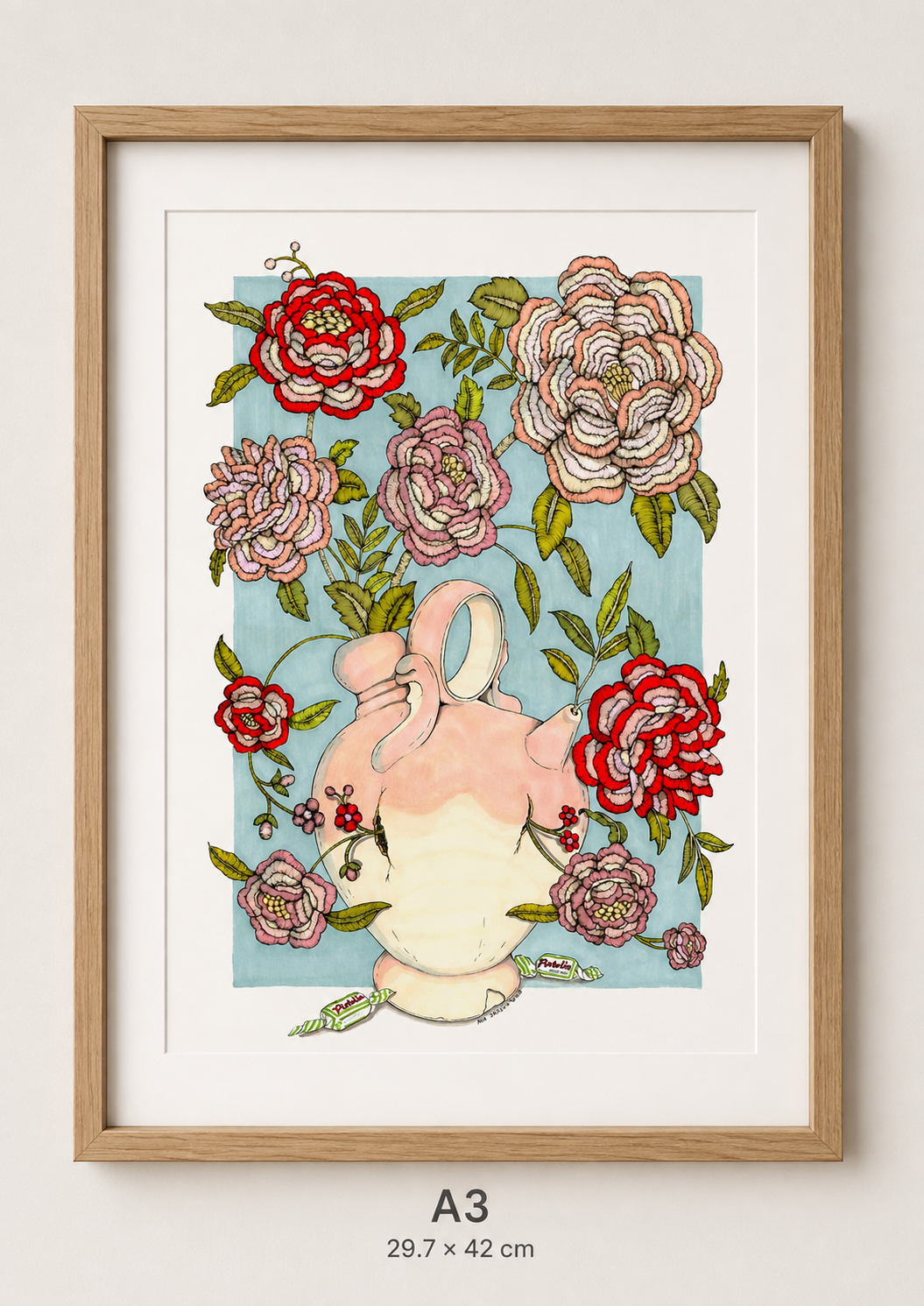 Lámina botijo flores bordadas
