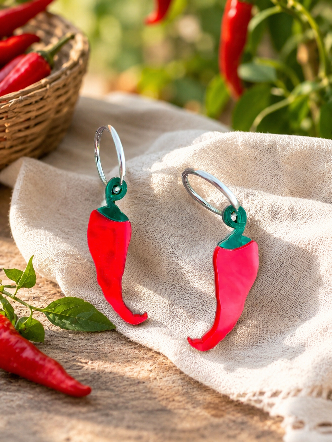 Pendientes chile rojo