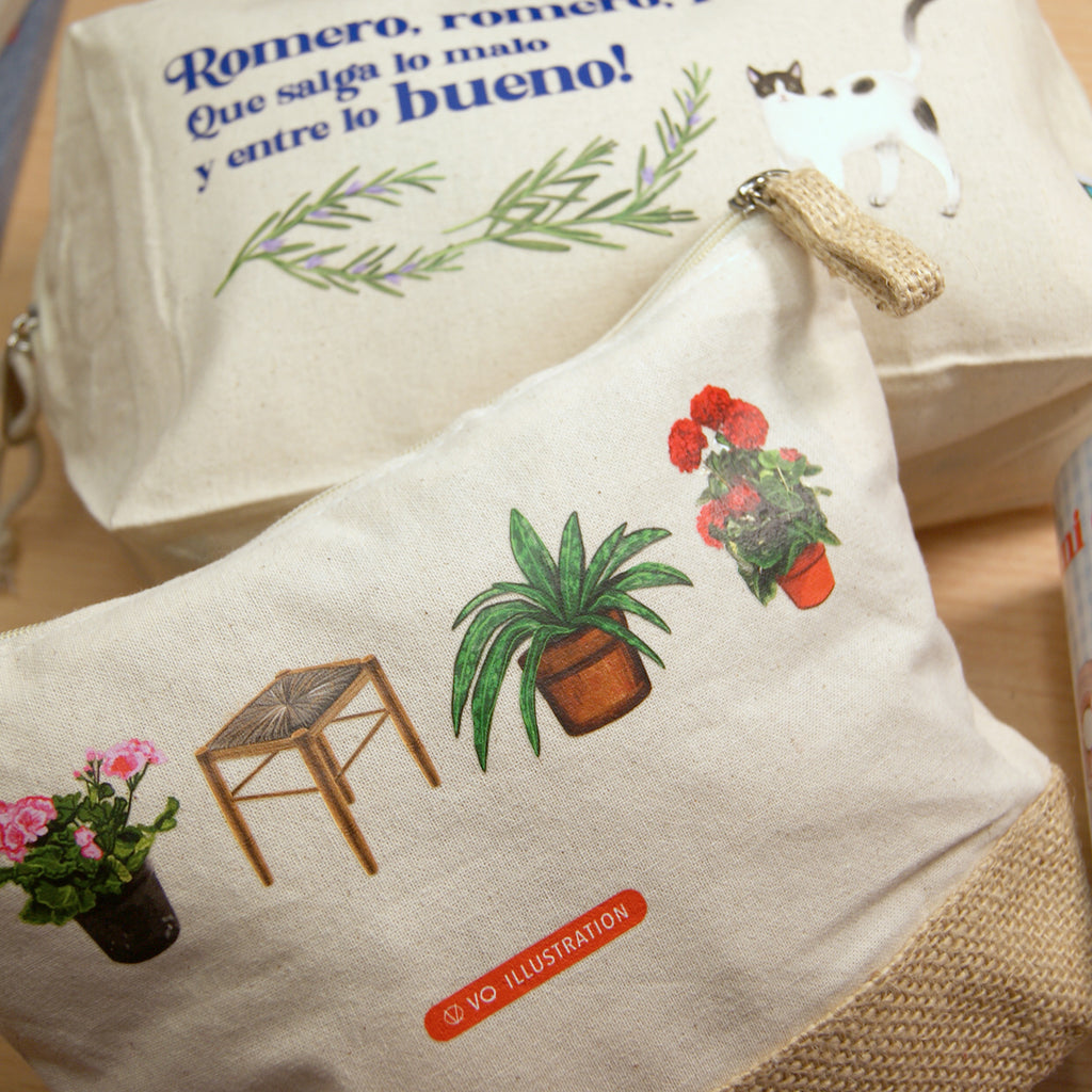 Abuela jute toiletry bag - Rosemary, rosemary, let the bad come out and the good come in