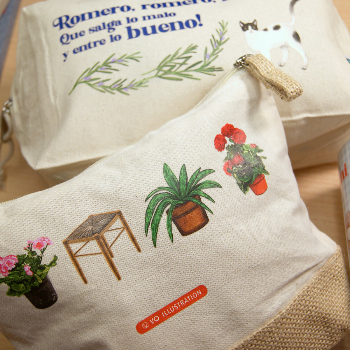 Abuela jute toiletry bag - Rosemary, rosemary, let the bad come out and the good come in