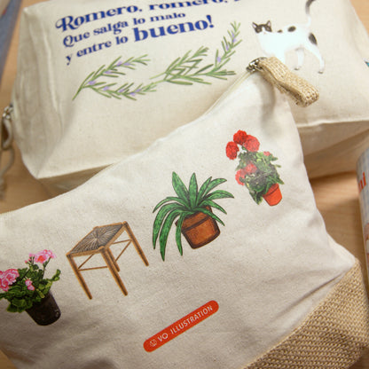 Abuela jute toiletry bag - Rosemary, rosemary, let the bad come out and the good come in