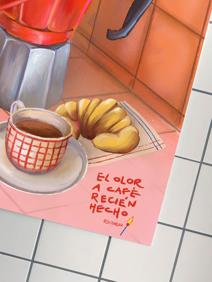 Lámina El olor a café recién hecho