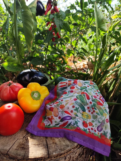 Pañuelo mediano huerto frutas y verduras