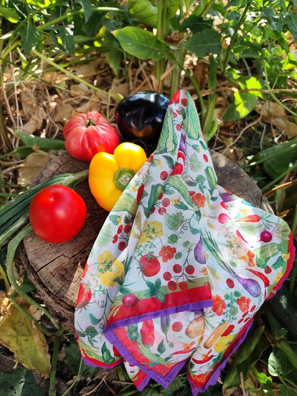 Pañuelo mediano huerto frutas y verduras