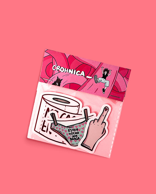 Pegatinas Estoy hecha una braga, me cago en to y 🖕