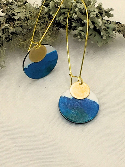 Pendiente del mar pintado a mano - Cartón reciclado