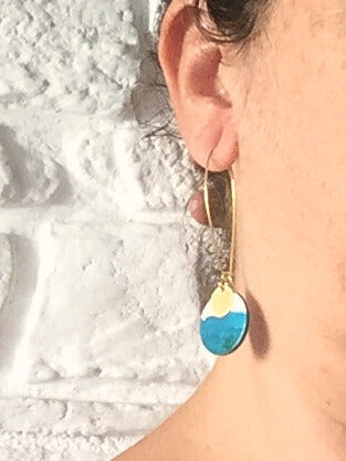 Pendiente del mar pintado a mano - Cartón reciclado