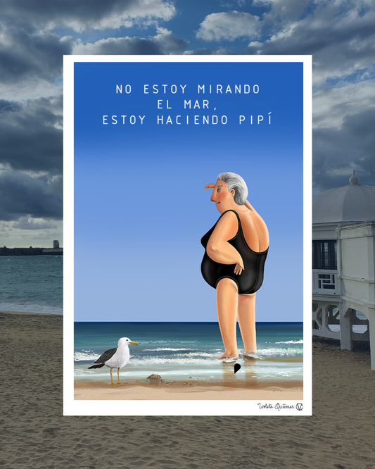 Lámina Abuela - No estoy mirando al mar, estoy haciendo pipí