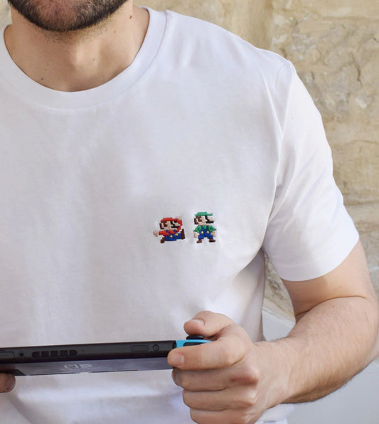 Camiseta bordada Mario Bros