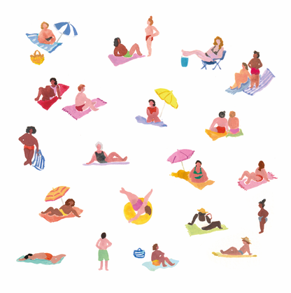 Lámina Cuadrada de gente en la playa